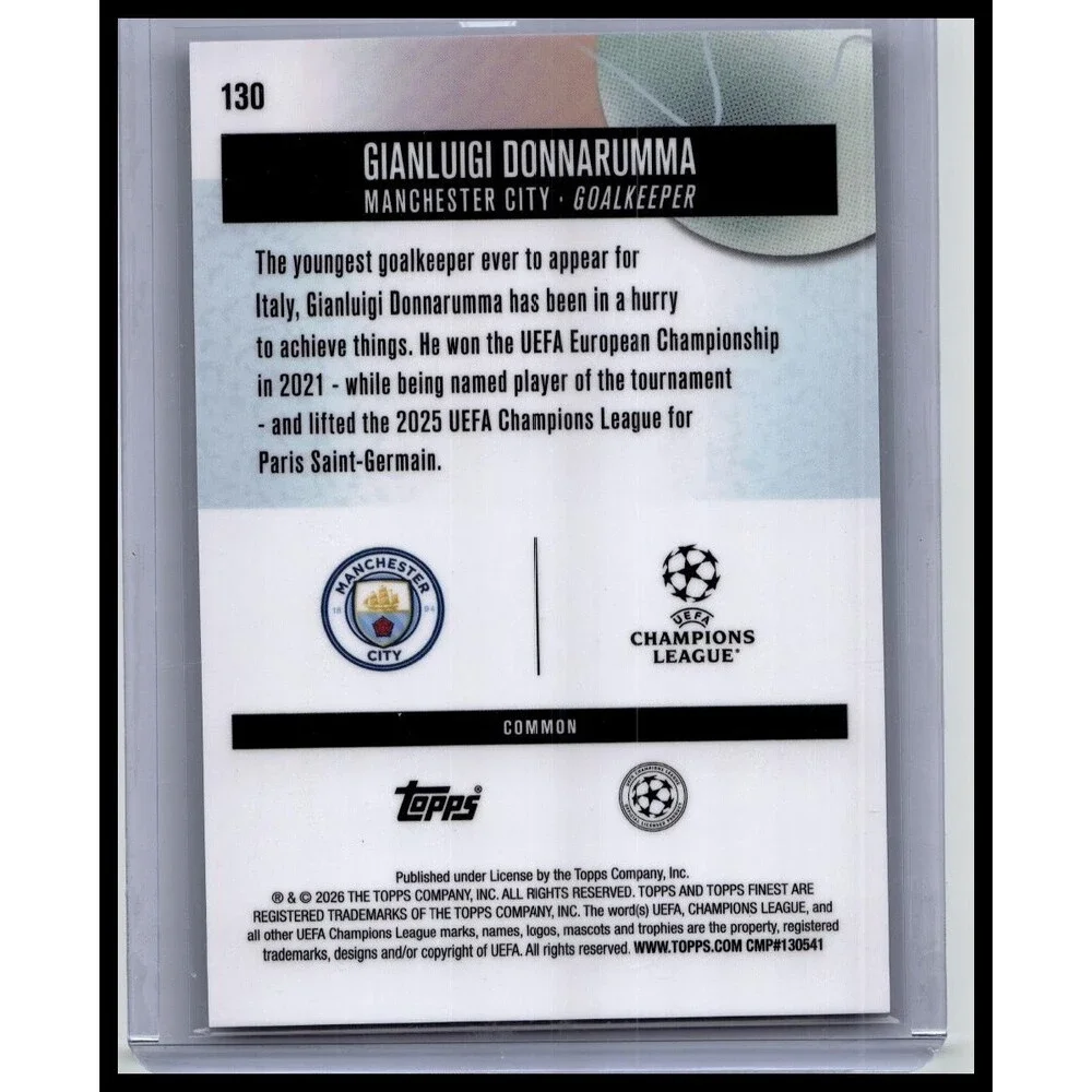 2025-26 Finest UEFA Gianluigi Donnarumma #130 Manchester City Blue #/200
